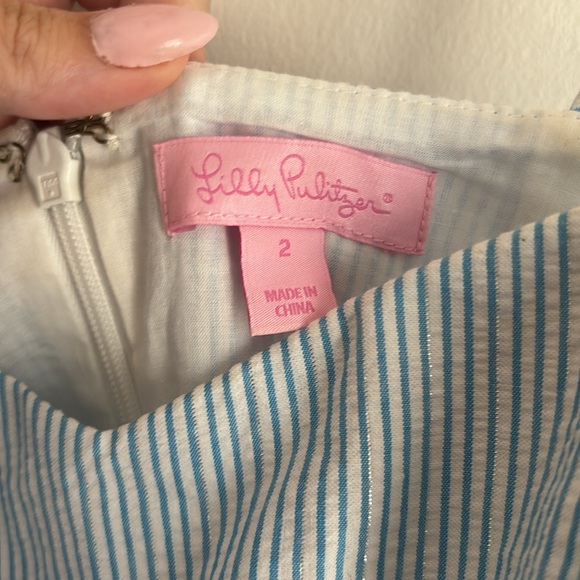 Blue and white striped Lilly Pulitzer dress with daisies size 2 - Picture 6 of 6